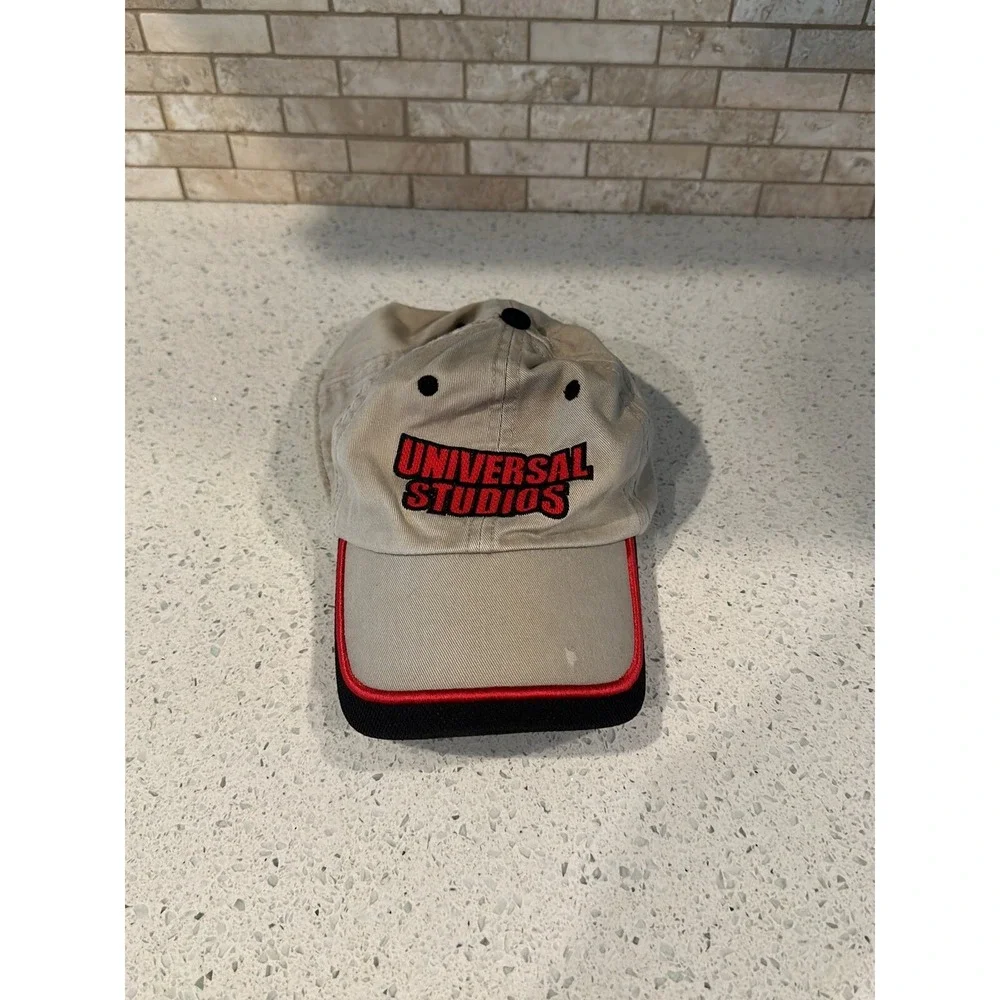 Universal Studios Khaki Beige Red Black Hat Adjustable b21